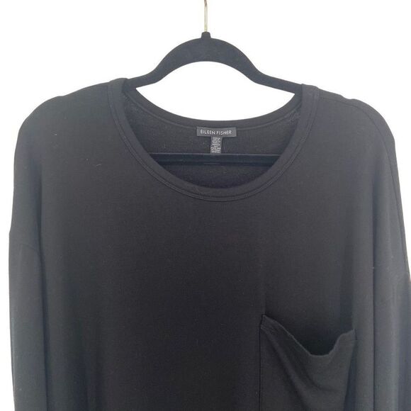 Eileen Fisher Tencel Lyocell Super Soft Black Tee Shirt Dress Small - Picture 3 of 7